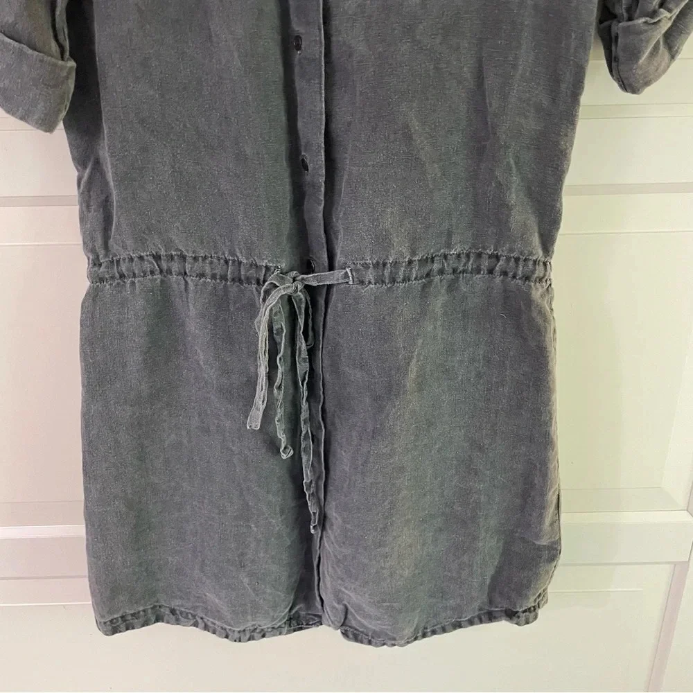 James Peres linen drawstring waist shirt dress 15232